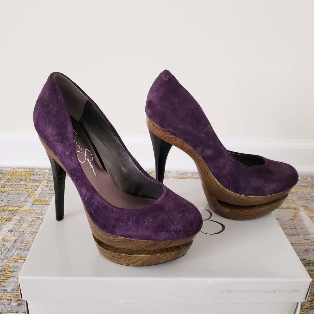 Jessica Simpson Colie Platform Pumps | Purple Suede | Size 7.5